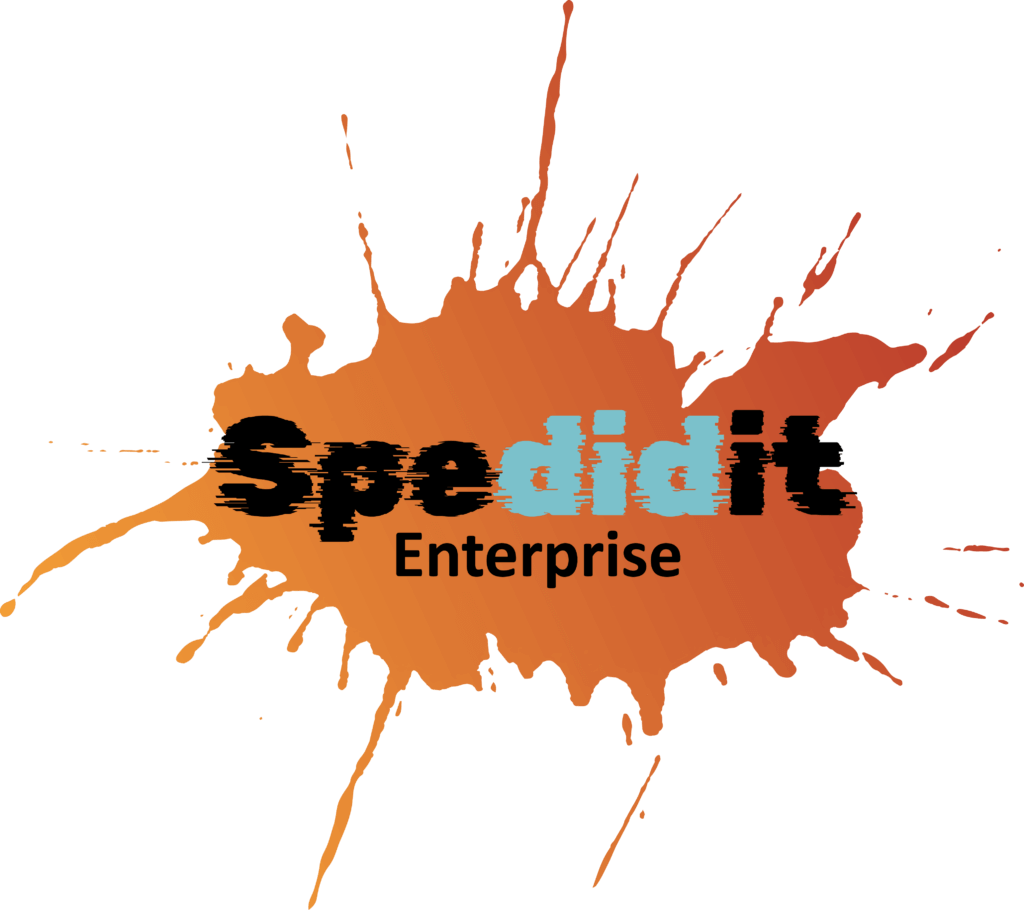 Spedidit Enterprise logo on an orange paint splash